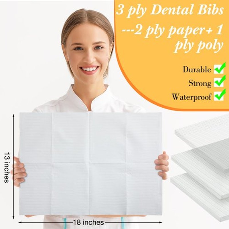 Newwiee 250 Pcs Disposable Nail Table Towels Mat, 13'' x 18'' Patient Bibs 3 Ply Waterproof Tattoo Bibs Nail Towels Paper Tray Covers Clean Pads Tattoo Supplies (White)
