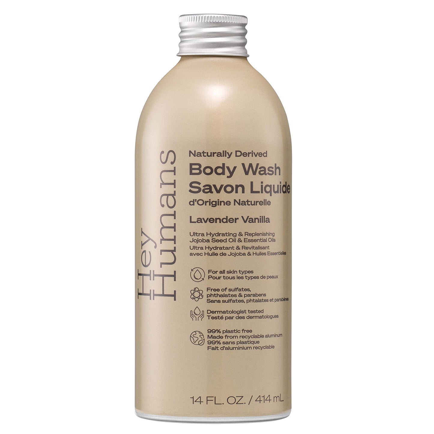 Hey Humans Lavendar Vanilla Moisturizing Body Wash with Natural Ingredients - Jojoba Oil | Vegan, Cruelty Free, 14 fl. Oz