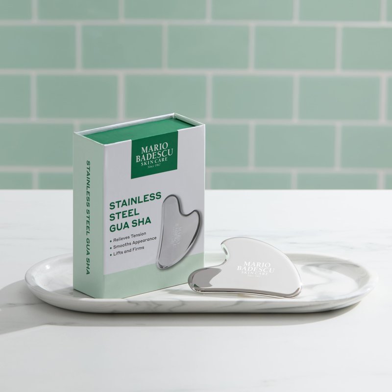 Mario Badescu Stainless Steel Gua Sha, Durable Non-Porous Facial Massage Tool for Contouring, Tension Relief & Smoother-Looking Skin