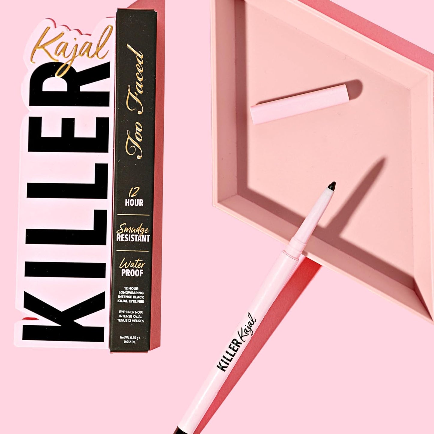 Too Faced Killer Kajal 12 Hour Longwearing Intense Black Eyeliner | Waterproof + Smudge Proof, 0.01 Ounce