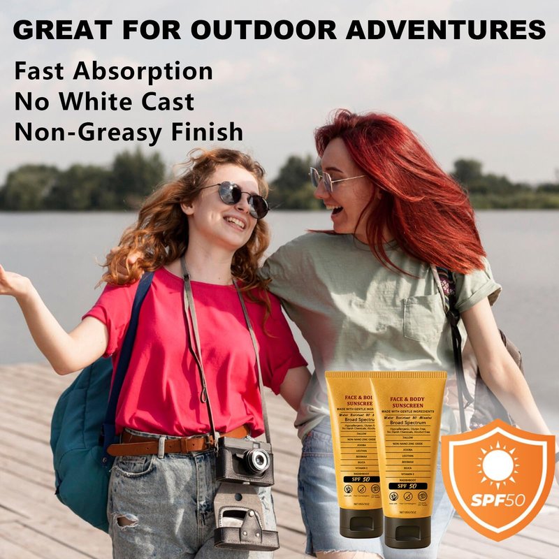 2pcs Beef Tallow Sunscreen with Zinc Oxide Reef Safe Sunscreen SPF 50,Non-Greasy Beef Tallow Sunscree Natural Organic Formula for Body Facial,Women and Men(85g/count)