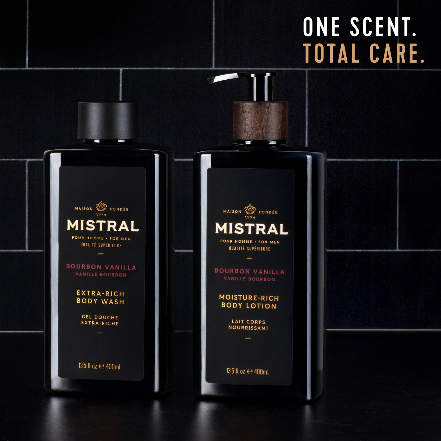 Mistral Bourbon Vanilla Body Lotion for Men | Moisture-Rich Body Cream | Fast-Absorbing Men’s Lotion with Shea Oil & Squalane | Natural & Paraben-Free | Masculine Scent – 13.5 fl oz