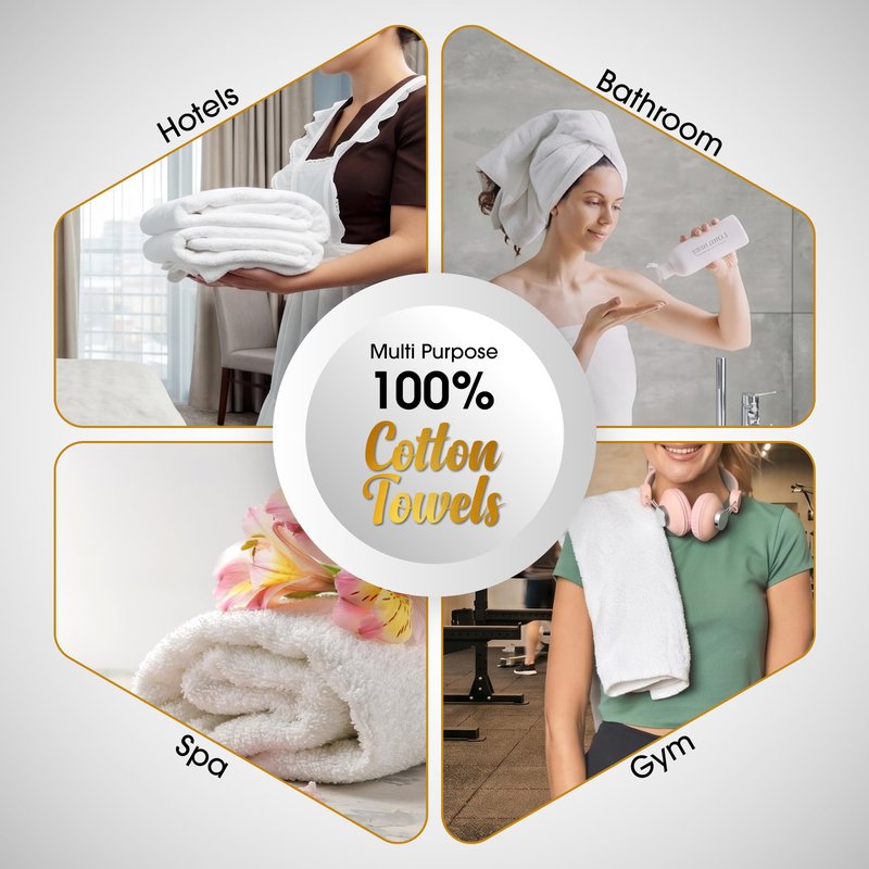 Ample Decor 100% Cotton Washcloths 12x12 Inches, 600 GSM, Soft & Absorbent, Durable, Set of 5, Gray