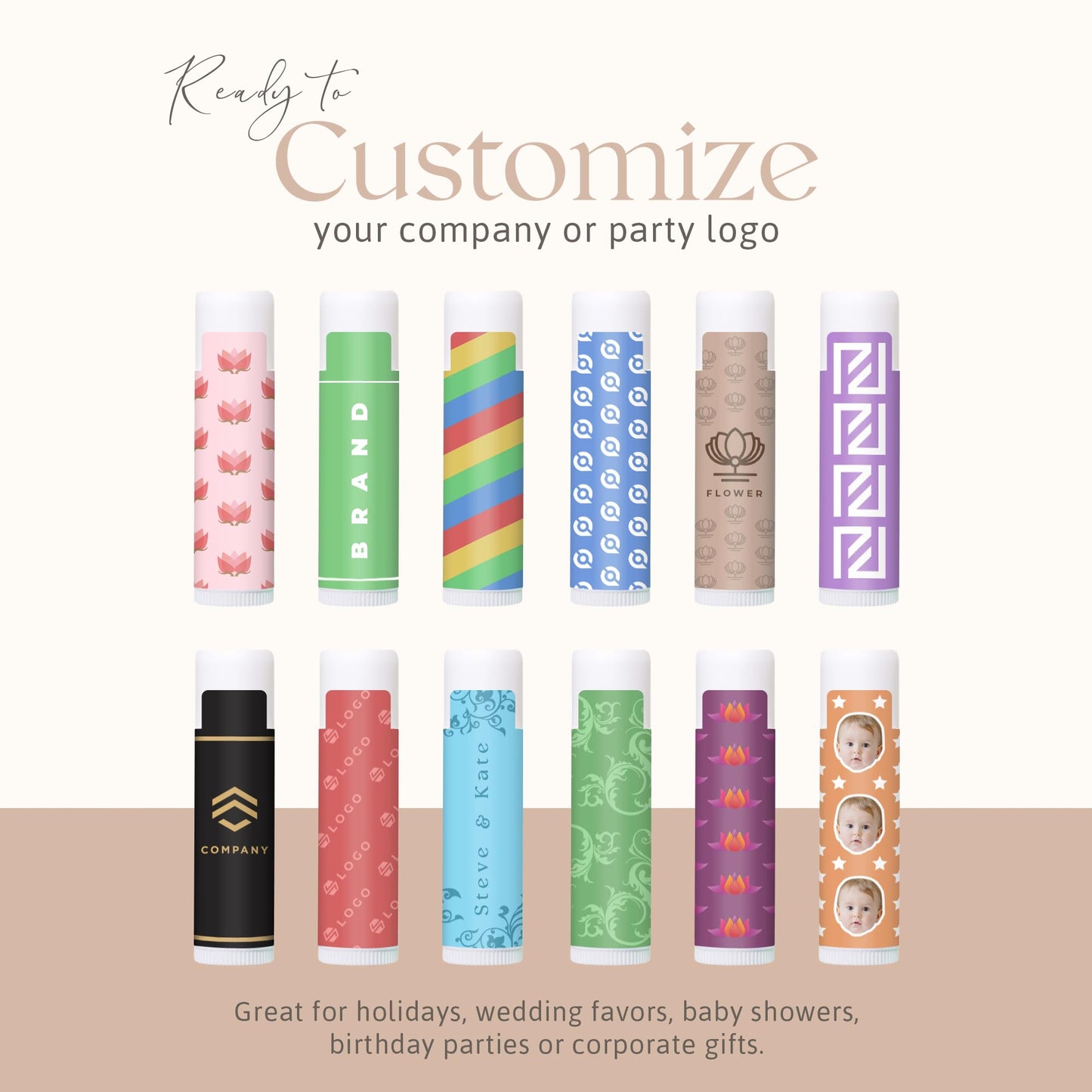 Lip Balm Bulk Unlabeled - Made in USA 150 Pack Peppermint Bulk Chapstick - Natural Ingredients Vitamin E Shea Butter - Custom Chapstick Bulk For Party & Wedding Favors