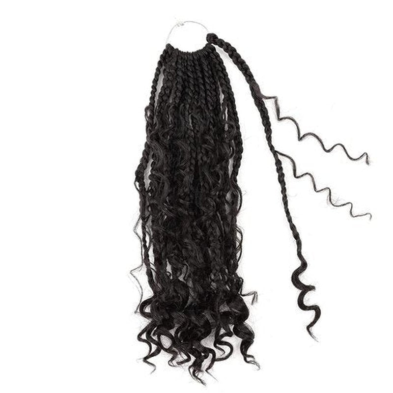 Goddess Box Braids Crochet Hair 12 Inch 8 Packs Boho Box Braids Crochet Hair Bohemian Crochet Box Braids Curly Ends Synthetic Braids Hair Extension For Women #2