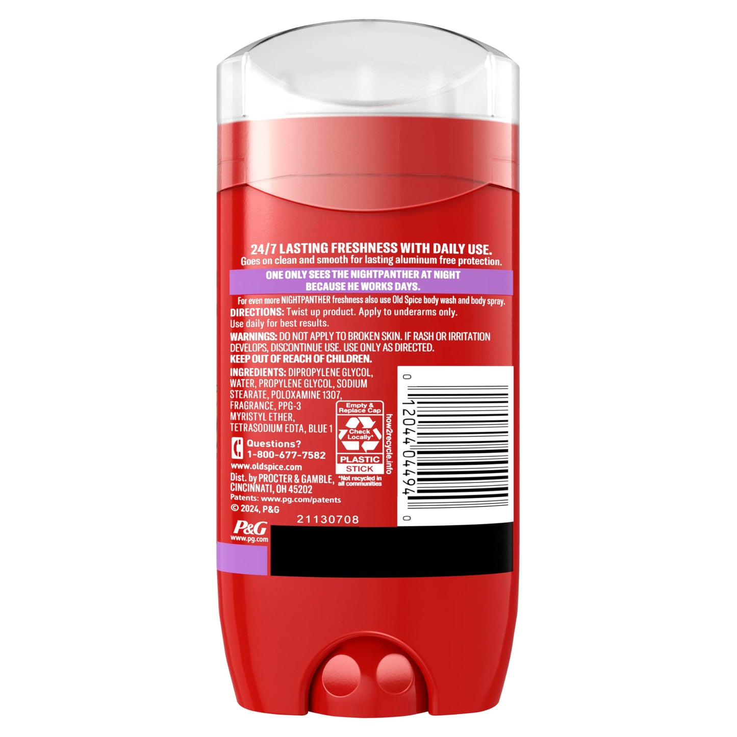 Old Spice Aluminum Free Deodorant for Men, 24/7 Odor Protection, 24/7 Freshness & Lasting Scent, Goes on Clear, NightPanther with Rich Warm Scent, 3.0 oz (Pack of 3)