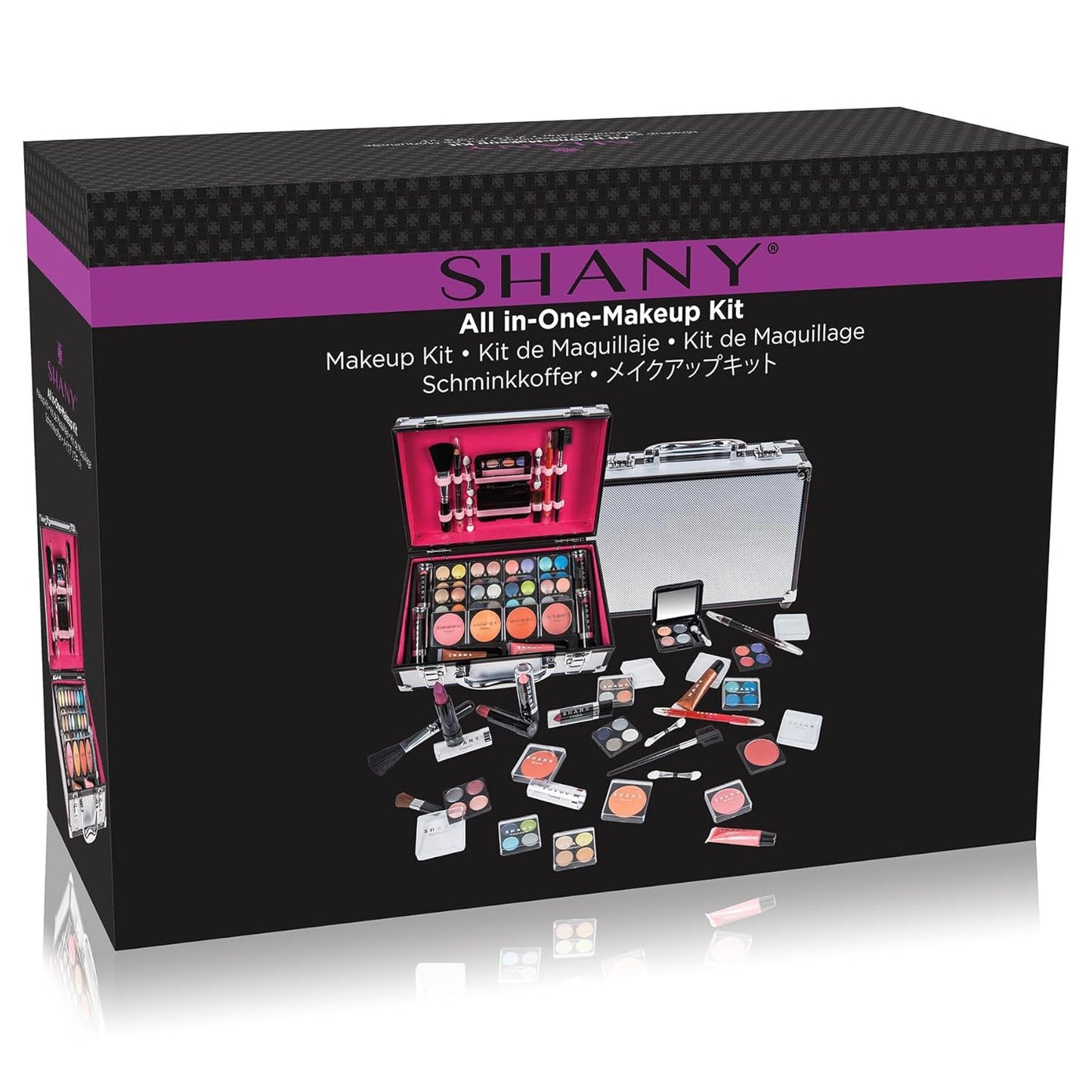 SHANY Carry All Make up Train Case with Pro Makeup Set, Beauty Brushes, Lipsticks, Eye Shadows, Blushes, Powders, and more - Reusable Cosmetics Storage Organizer - Premium Gift Packaging - Leopard