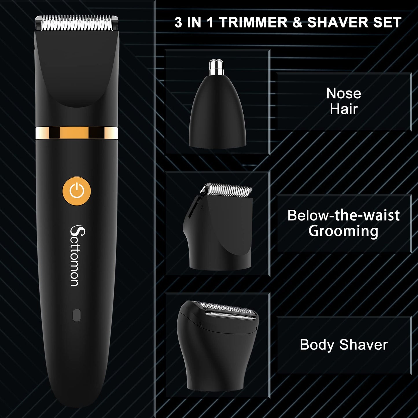 Scttomon Electric Groin Hair Trimmer Ball Trimmer for Men Body Shaver Trimmer Below-The-Waist Groomer Nose Hair Trimmer Waterproof Cordless 3 in 1