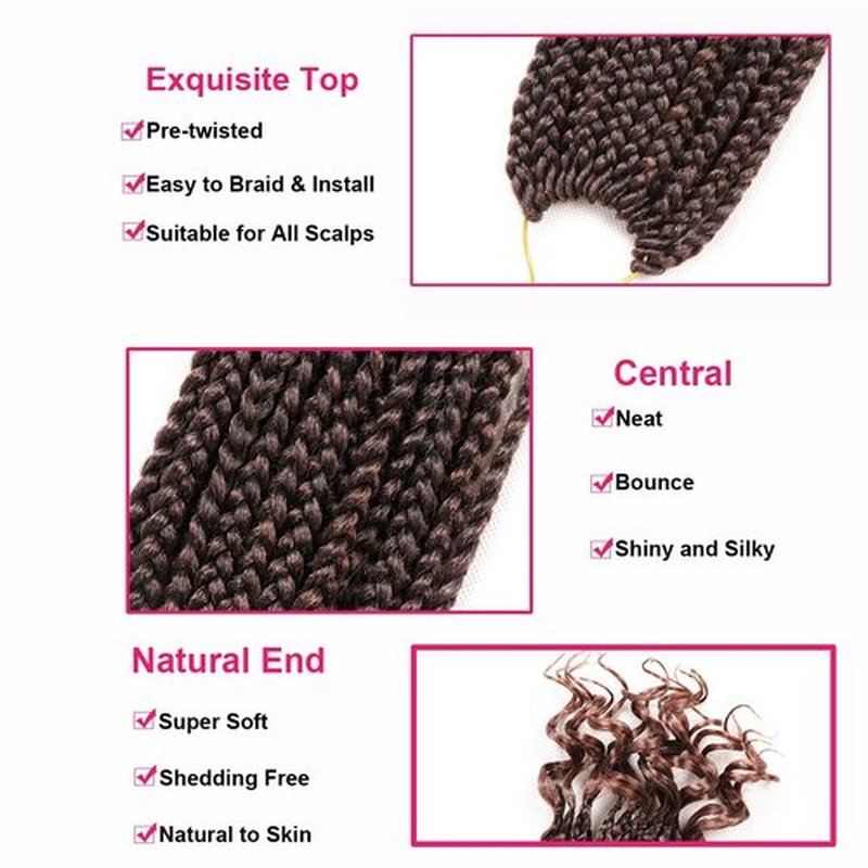 URNICE 7 Packs 10 Inch Crochet Box Braids Hair with Curly Ends Prelooped Goddess Box Braids Crochet Hair Braiding Hair Crochet
