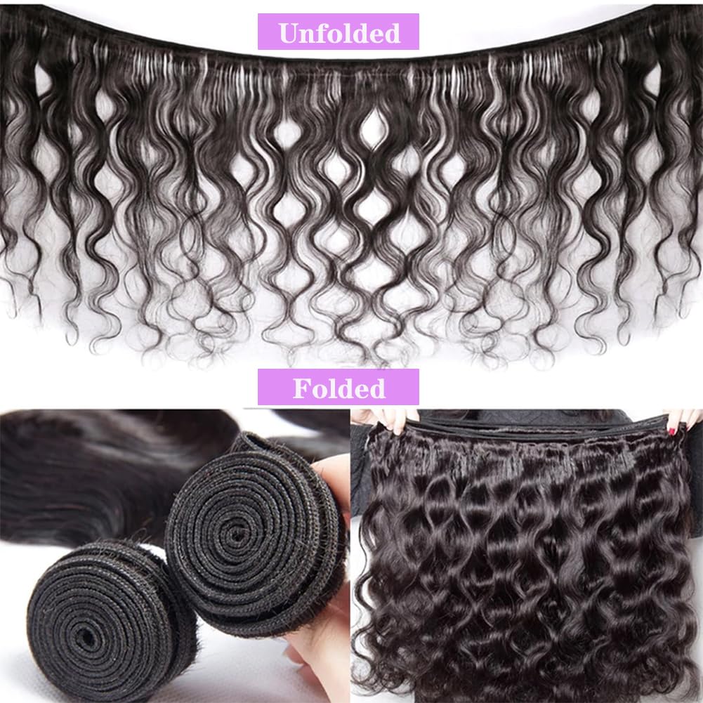 Human Hair Bundles 28 Inch Body Wave Bundles Human Hair 100% Unprocessed 12A Brazilian Virgin Hair Bundles Human Hair Extensions Deals Long Quick Weave Bundles Human Hair Double Weft Natural Black