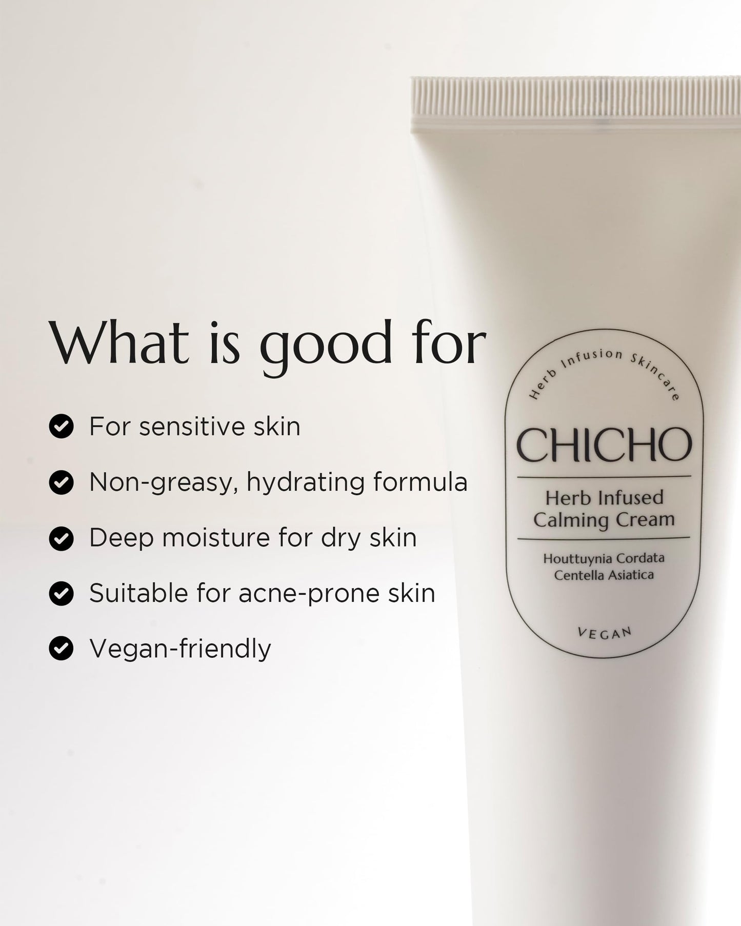 CHICHO Korean Calming Gel-Cream - 68.8% Heartleaf & 6-Cica Redness Relief Moisturizer, Non-Comedogenic Lightweight Face Cream for Sensitive Acne Prone Skin, Vegan Clean, 2.37 fl oz