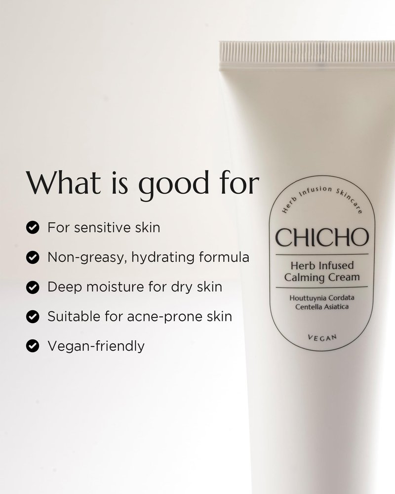 CHICHO Korean Calming Gel-Cream - 68.8% Heartleaf & 6-Cica Redness Relief Moisturizer, Non-Comedogenic Lightweight Face Cream for Sensitive Acne Prone Skin, Vegan Clean, 2.37 fl oz