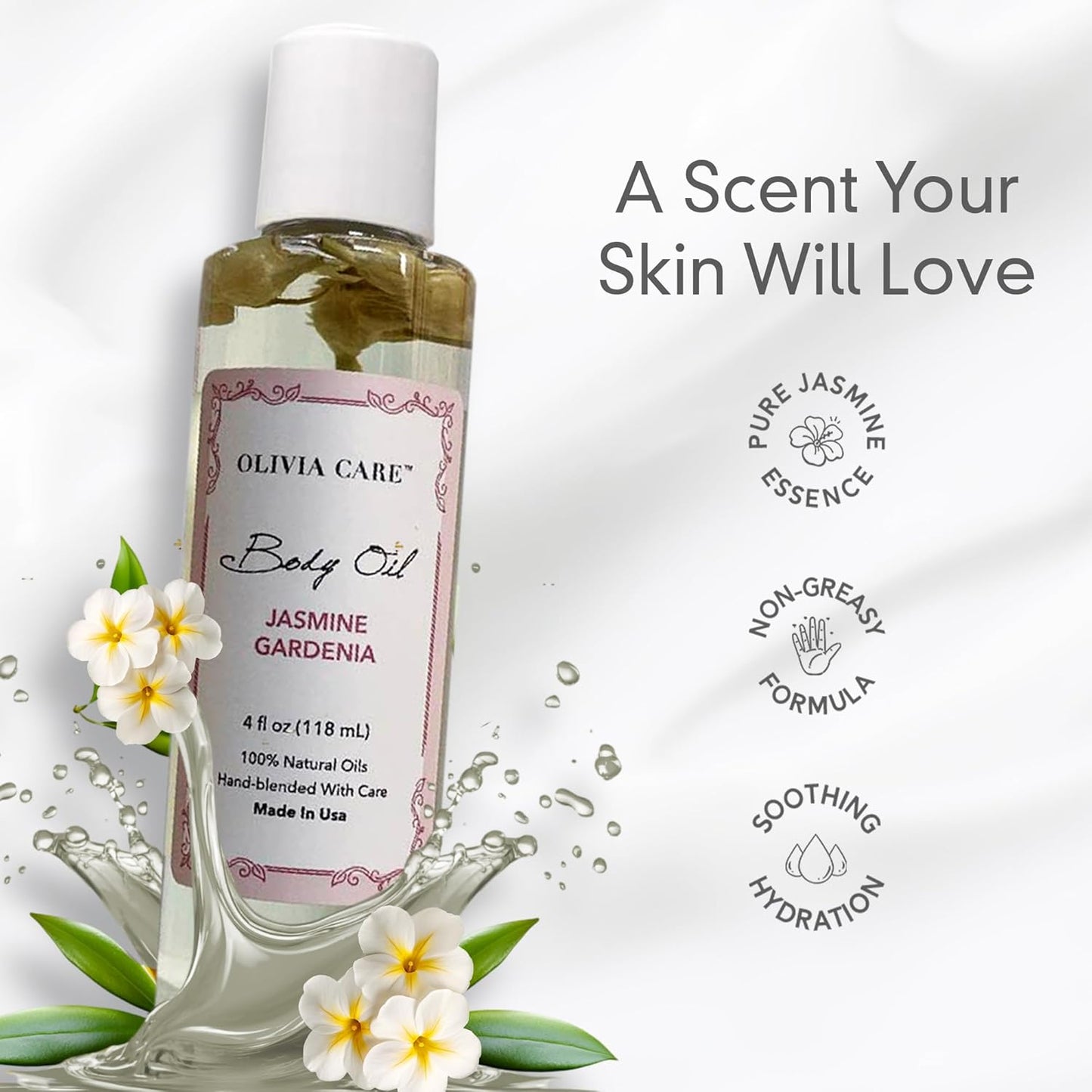 Olivia Care 3 Pack Body Oils: Apricot Fig, French Rose, Jasmine Gardenia - Natural Perfume Oils For Women & After Bath Oils Body Moisturizers, Rich in Vitamin E, K, & Omega (3 Scents)