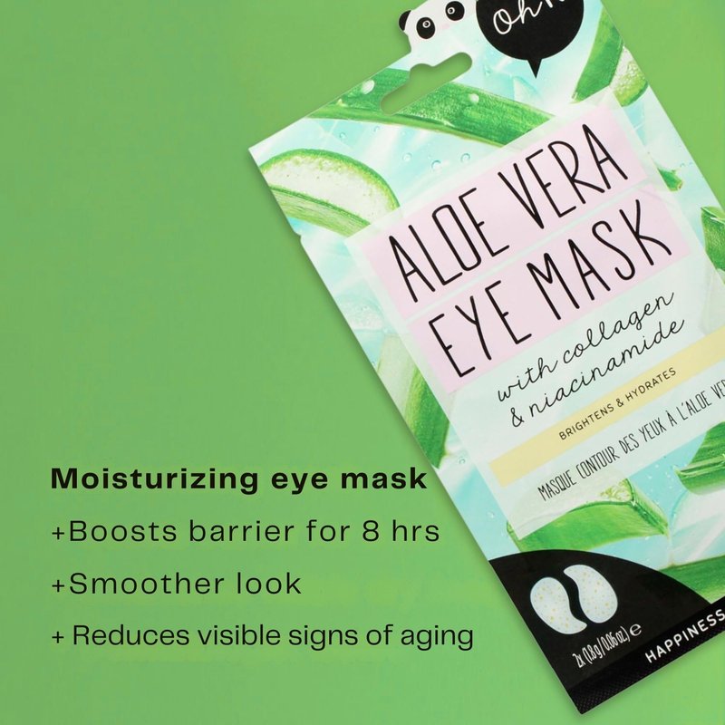 Oh K! Eye Mask - Aloe Vera - Hydrating Under Eye Patches - Gel Patches with Niacinamide - Collagen Mask for Pore Reduction and Dark Circles - 1 Pair