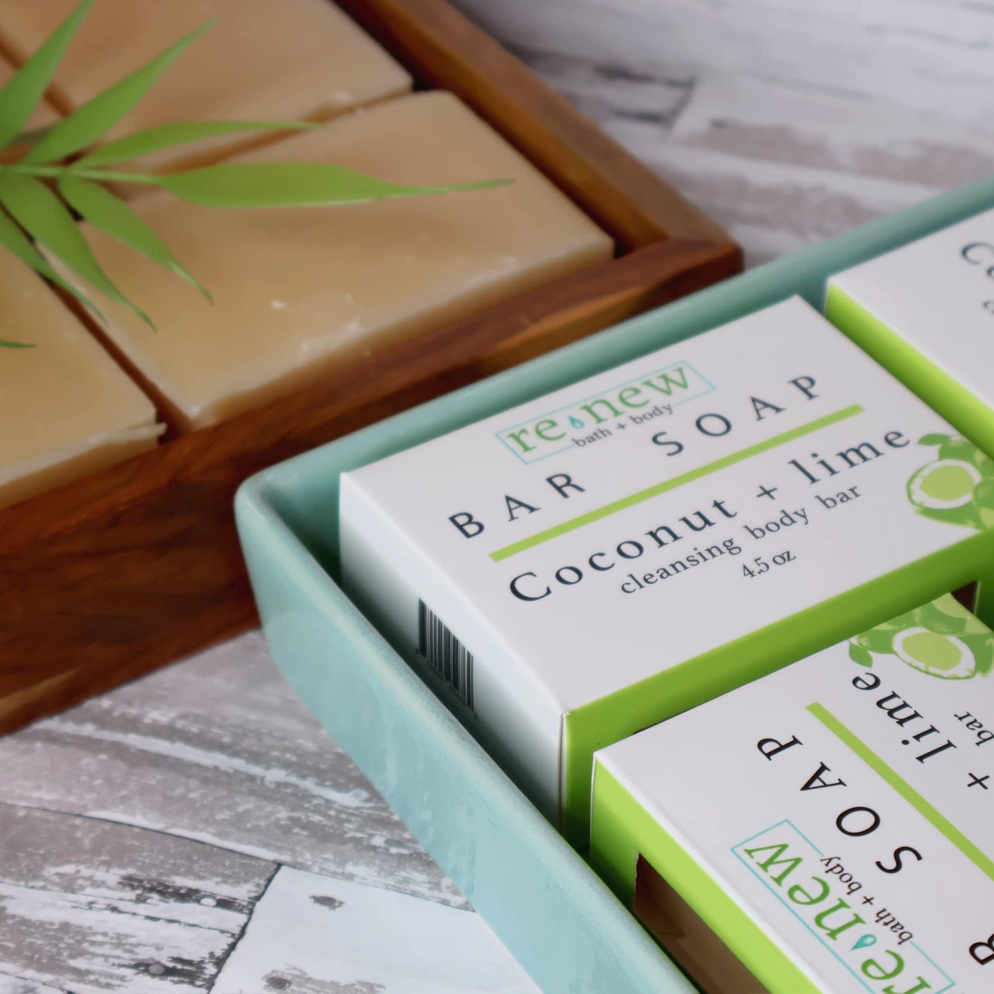 renew bath + body Natural Bar Soap, Coconut & Lime, Handmade in the USA by Cold Process with a Moisturizing Oil Blend Infused with Shea Butter - 5 Pack, 4.5 ounce bars