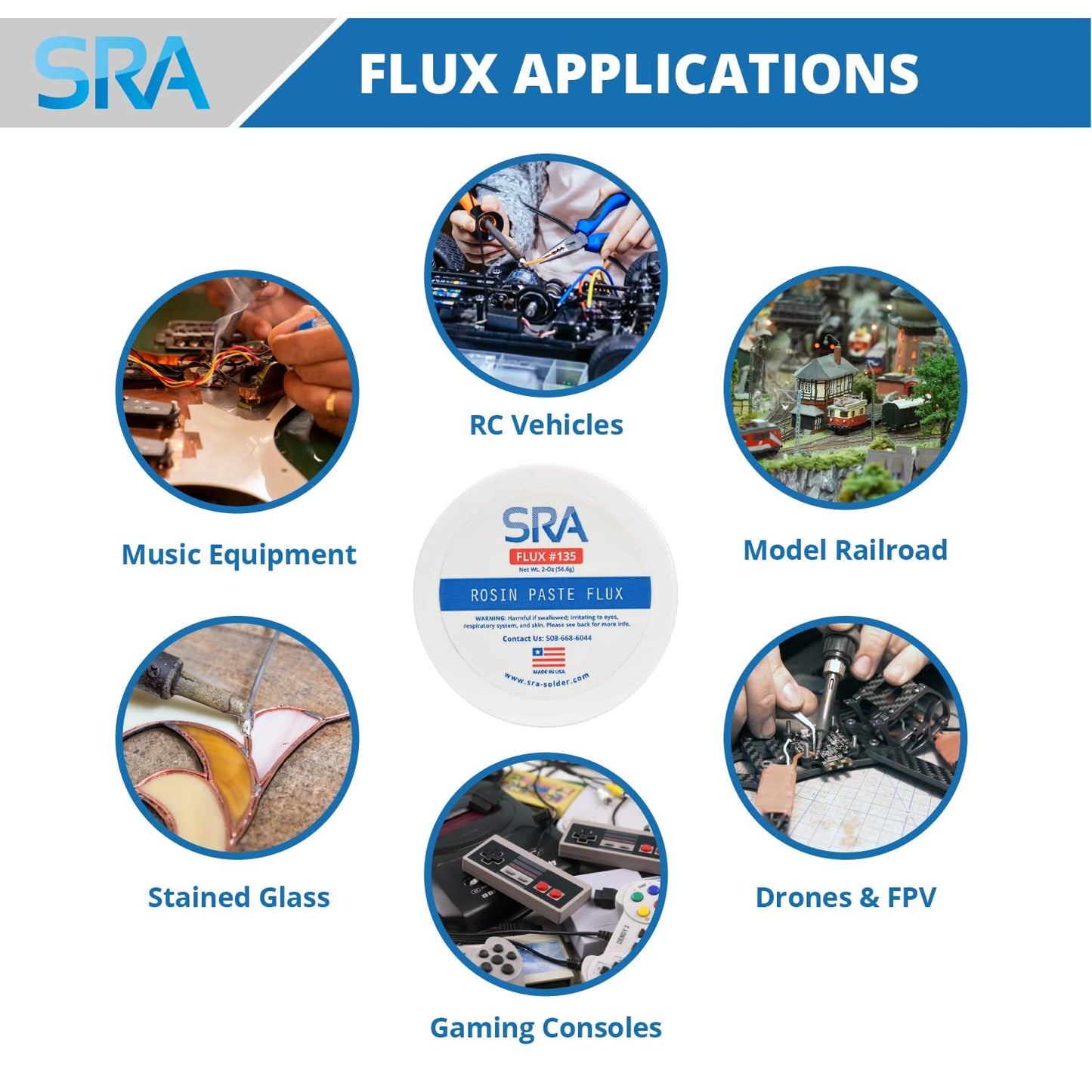 SRA Solder 135 Rosin Paste Soldering Flux For Electronics, No Clean Flux Made for Lead and Lead-Free Solder Circuit Boards and Copper Electrical Wire - Safe Residues with No Goopy Mess (2oz 2-Pack)