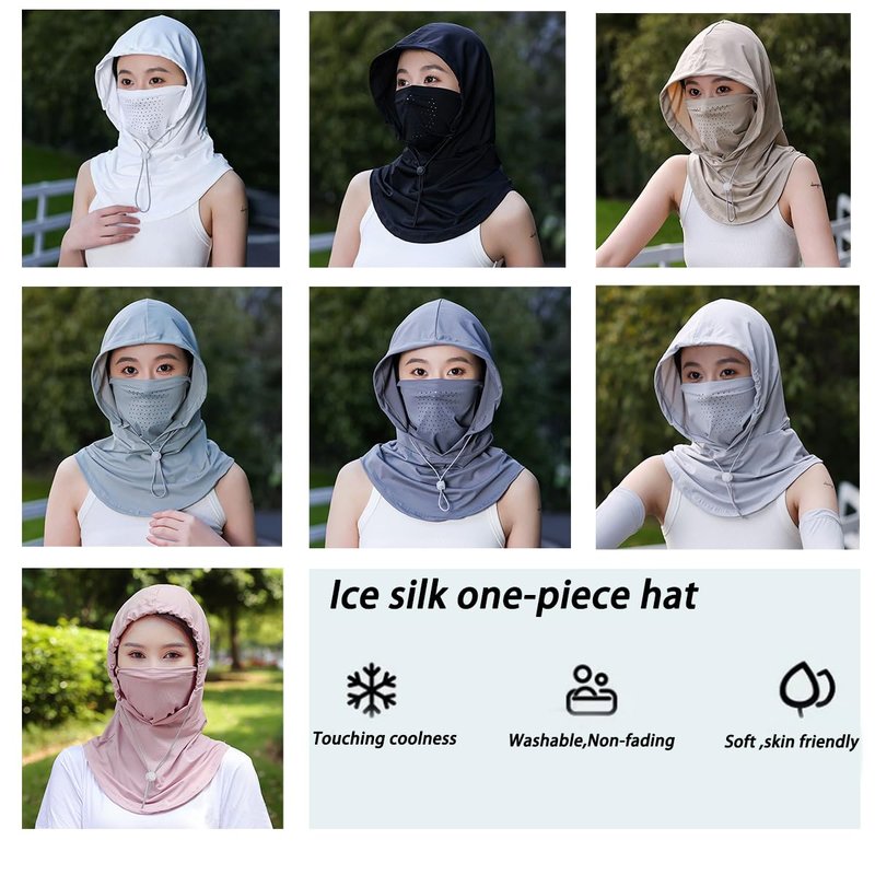 BSYLOO Women's UV Protection Balaclava Hat with Neck Guard & Face Mask for Cycling, Travel & Outdoor Activities