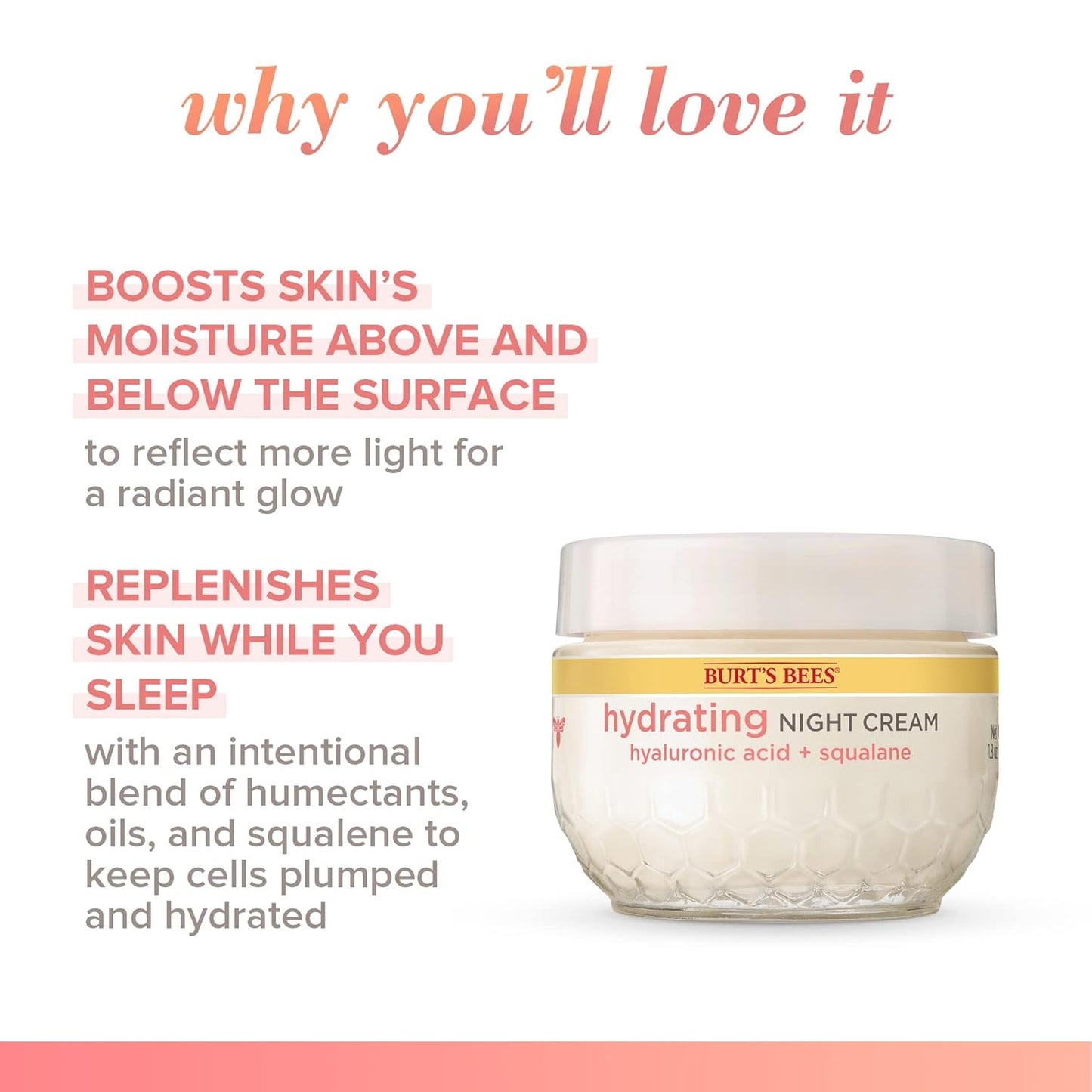 Burt's Bees Truly Glowing Night Cream Unisex 1.8 oz, White (I0115908)