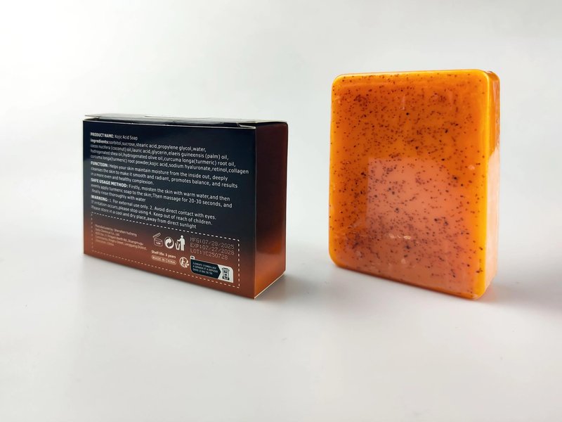 Turmeric Kojic Acid Soap Bar - Natural Dark Spot Remover & Skin Brightening Cleanser with Retinol, Collagen & Lemon Extract for Face & Body - Anti-Aging Soap