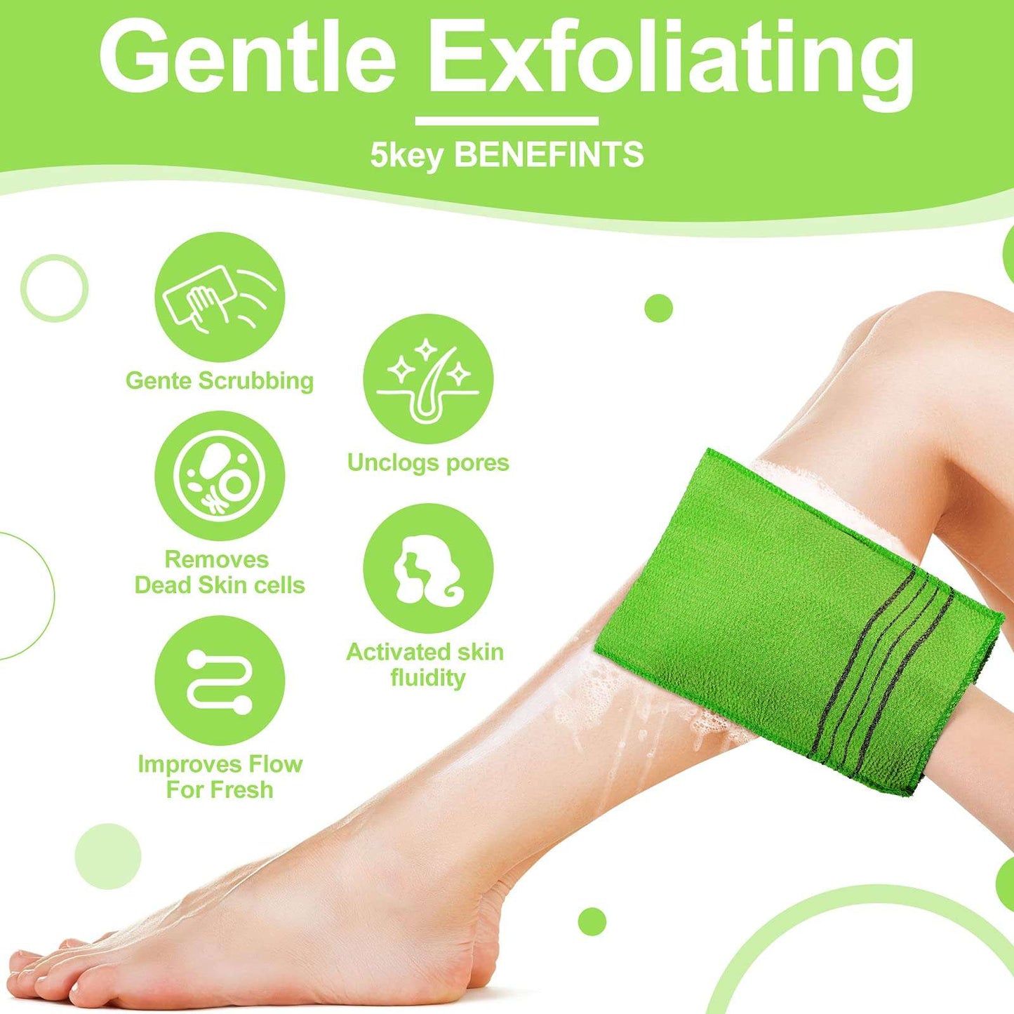 Tatuo 12 Pieces Korean Exfoliating Mitt Glove Italy Towel Body Skin Scrubber Exfoliating Scrubber for Remove Dead Skin Washcloth Korean(Small,Yellow, Green, Blue, Pink)