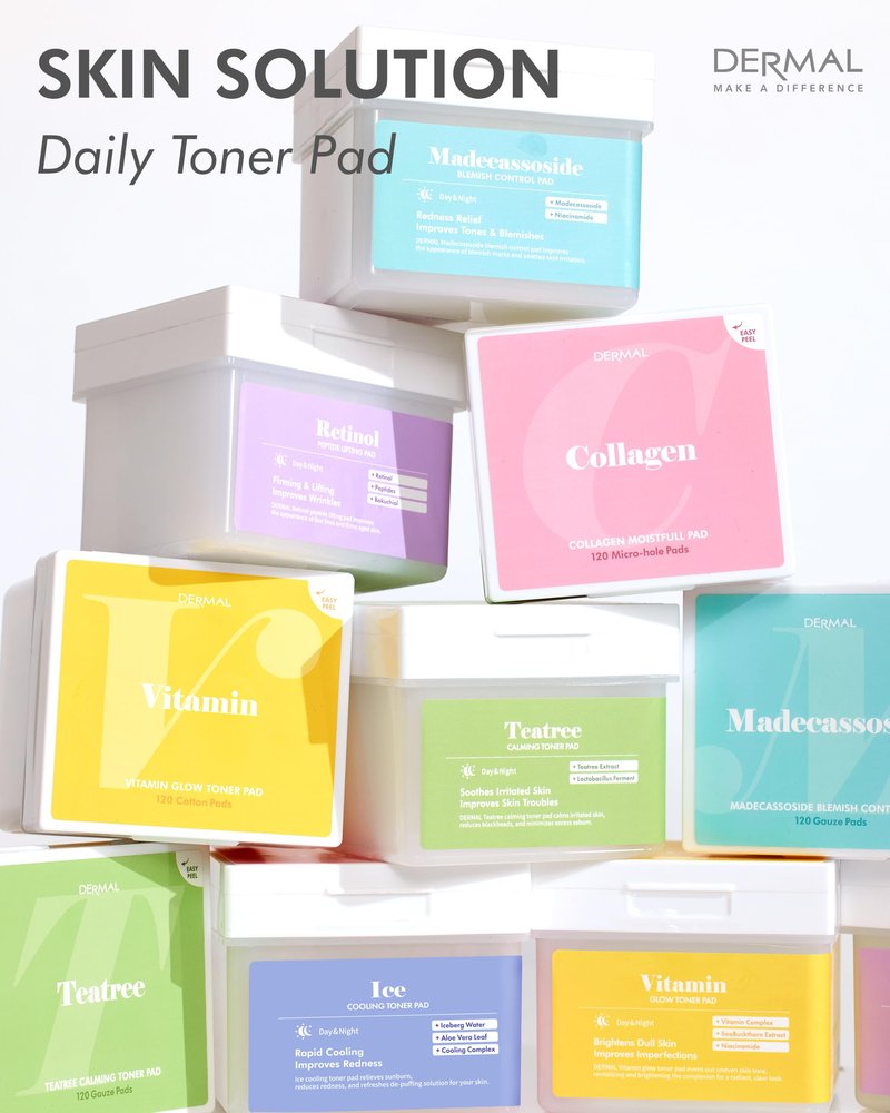 DERMAL Vitamin C Toner Pads 120 Count – Niacinamide Sea Buckthorn Vitamin 11 Complex for Dark Spots & Dull Skin – Vegan Pure Cotton Pads with Tweezers (Korean Skincare)