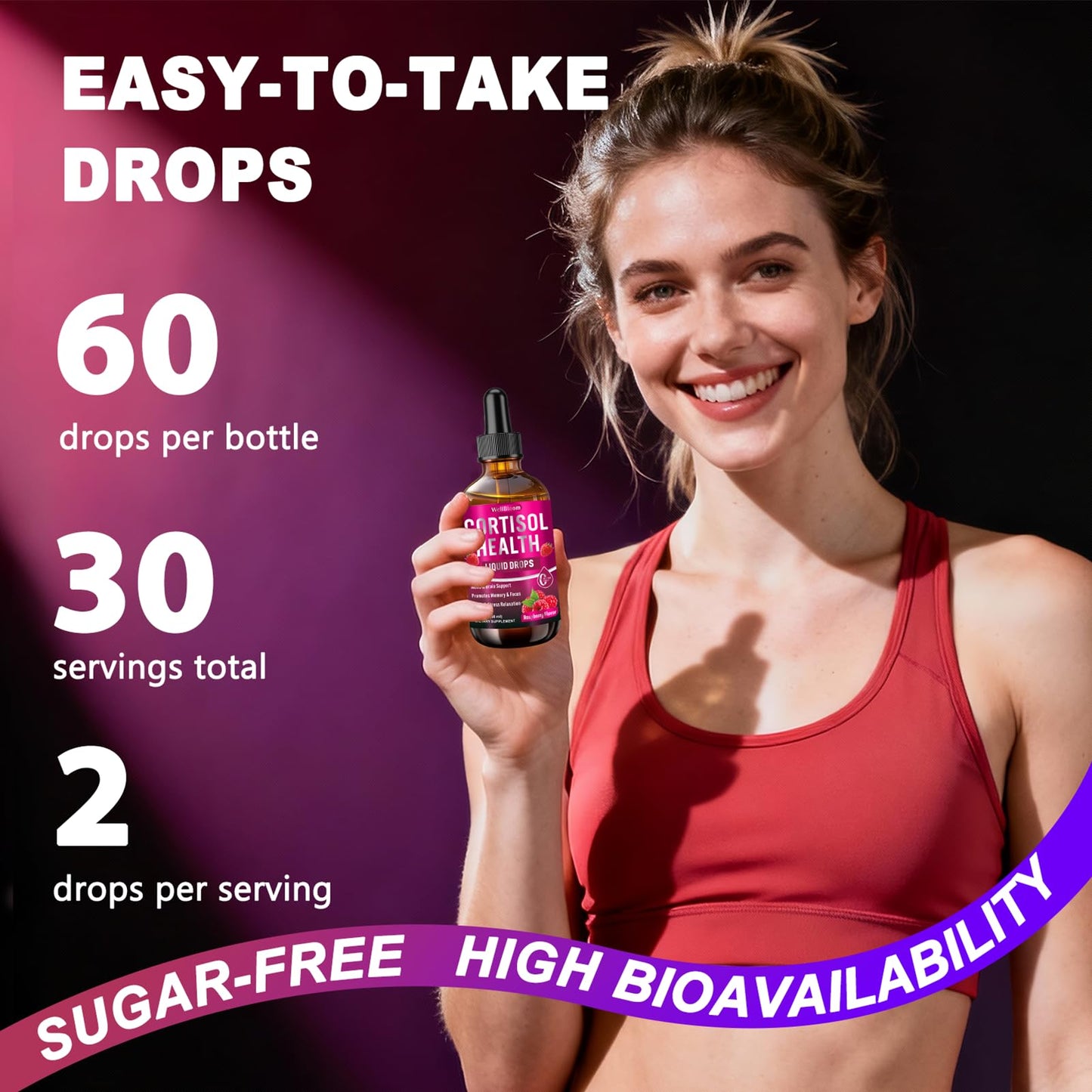 Cortisol Reducer for Women & Men with Magnesium Glycinate, Ashwagandha, L-Theanine - Supports Stress Relief, Sleep & Heart Health, Nerves, Muscles - 2 Fl Oz