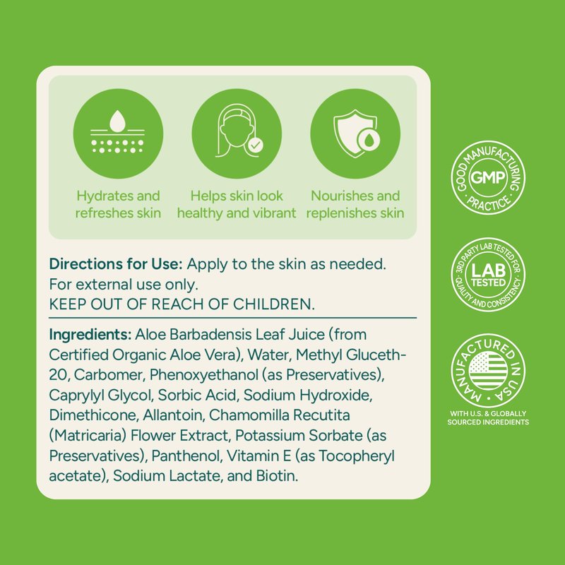Univera Aloe in the Raw, Made with 100% Pure Organic Aloe Vera Gel, Suitable for All Skin Types, Sunburn Relief, No Sticky Residue, 4.0oz.