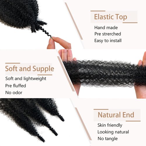 Marley Twist Braiding Hair 3 Packs Spring Twist Hair 8inch Kinky Twist Hair Nature Black Afro Twist Hair for Soft Locs(8 Inch, 3 Packs, 1B#)