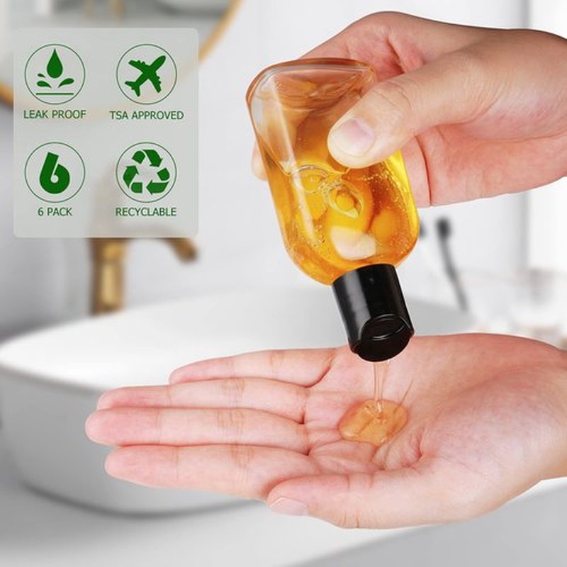Kitchen GIMS Clear Plastic Travel Bottles for Toiletries Travel Shampoo Bottles with Disc Top Caps 6 Pack 3.4 oz Travel Bottles TSA Approved Travel Toiletry Containers for Shampoo, Conditioner