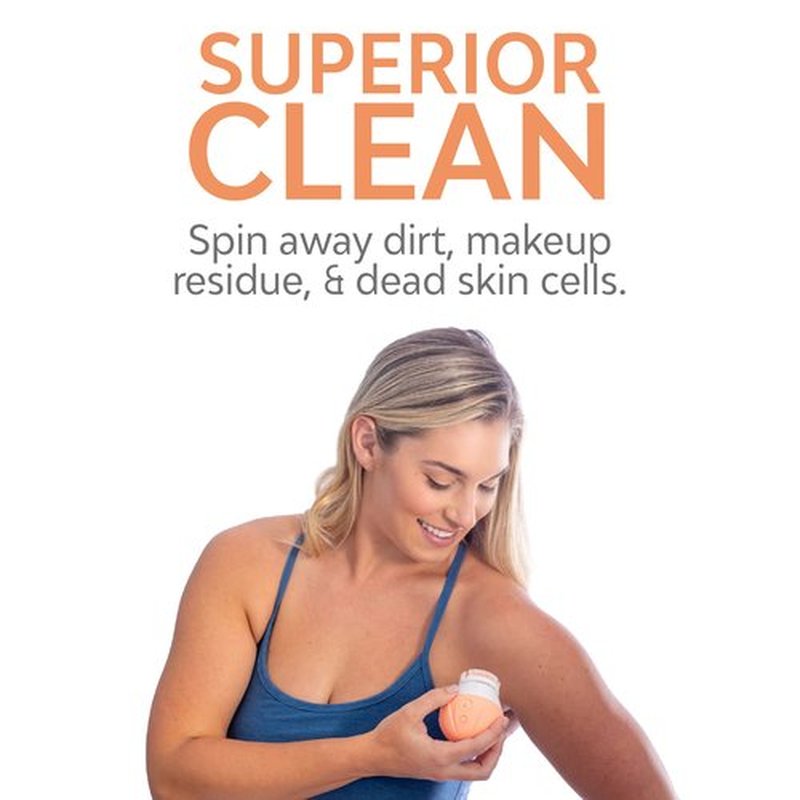 TAO Clean Ona Diamond Orbital Facial Brush and Cleansing Station, Electric Face Cleansing Brush with Ergonomic Handle, Dual Speed Settings, Orange