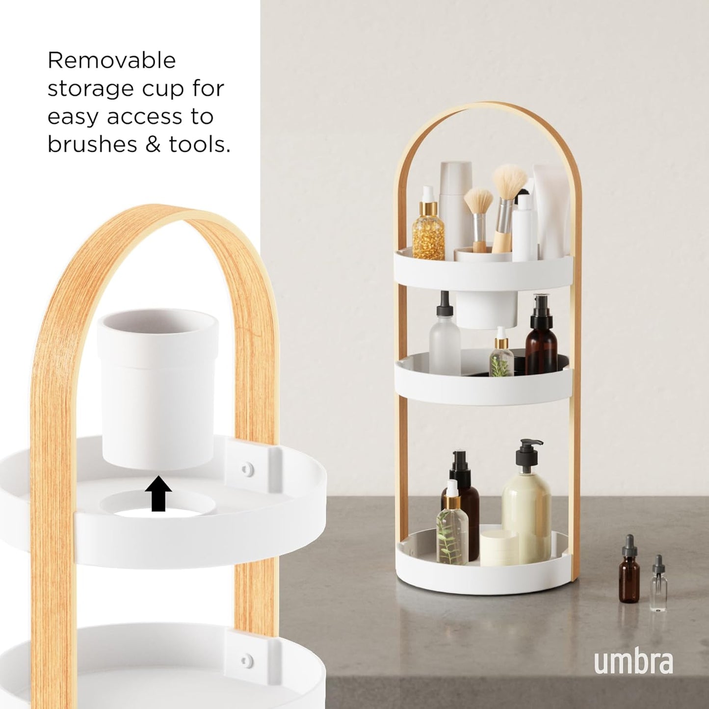 Umbra Bellwood Cosmetic Organizer, (50.2x19.5x19.3cm), White/Natural