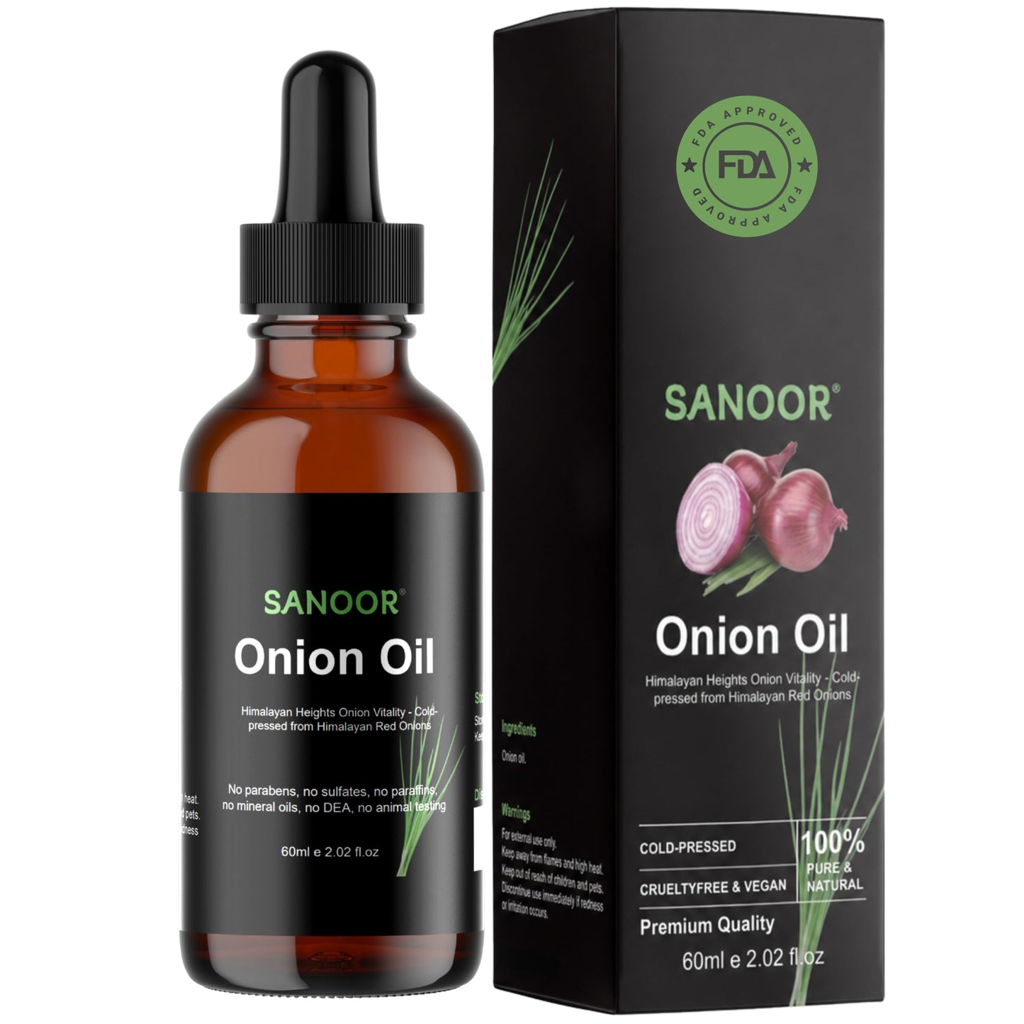 SANOOR Himalayan Red Onion Hair Oil | Lightweight Conditioning Oil for Hair & Scalp | Helps Smooth Frizz, Add Shine & Nourish Dry-Looking Hair | 60 ml
