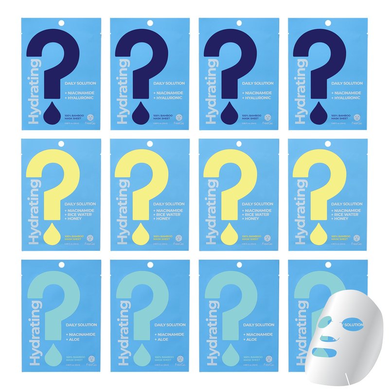 FreeGo Daily Solution Facial Mask Sheet | K-Beauty Skincare (Hydrating 12 PK, 12 Count (Pack of 1))