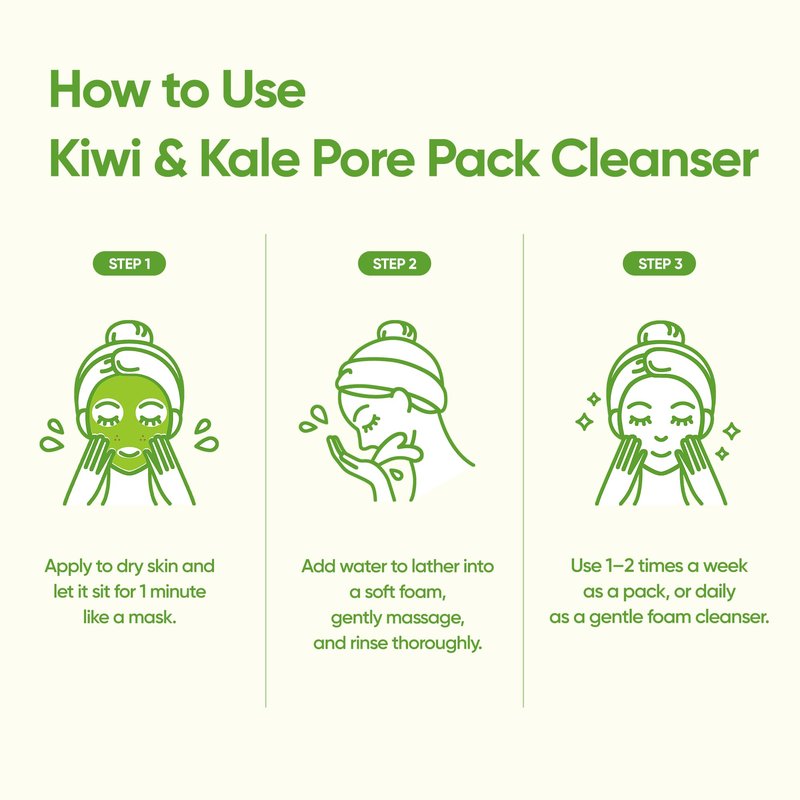 BANILA CO Clean It Zero Kiwi Kale Pore Clarifying Facial Wash | Vegan Cleanser for Smooth, Balanced Skin | Gentle Exfoliating Wash-Off Pack for Refining Texture (180g / 6.35 oz)