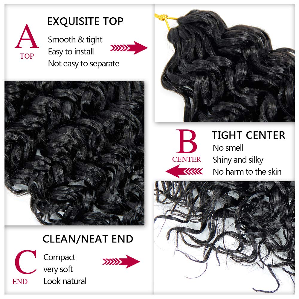 GoGo Curl Crochet hair 24inch Water Wave Crochet hair Natural Black Synthetic Bohemian Crochet Braid Deep Wave Braiding hair Extensions(5Packs,1B)