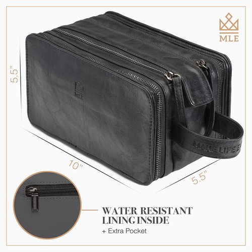 Leather Toiletry Bag for Men, Gift For Men, Mens PU Leather Shaving Bag, Leather Dopp Kit for Men, Toiletry Bag, Mens Travel Toiletry Bag, Hygiene & Grooming Kit Organizer, Cruelty-Free Leather
