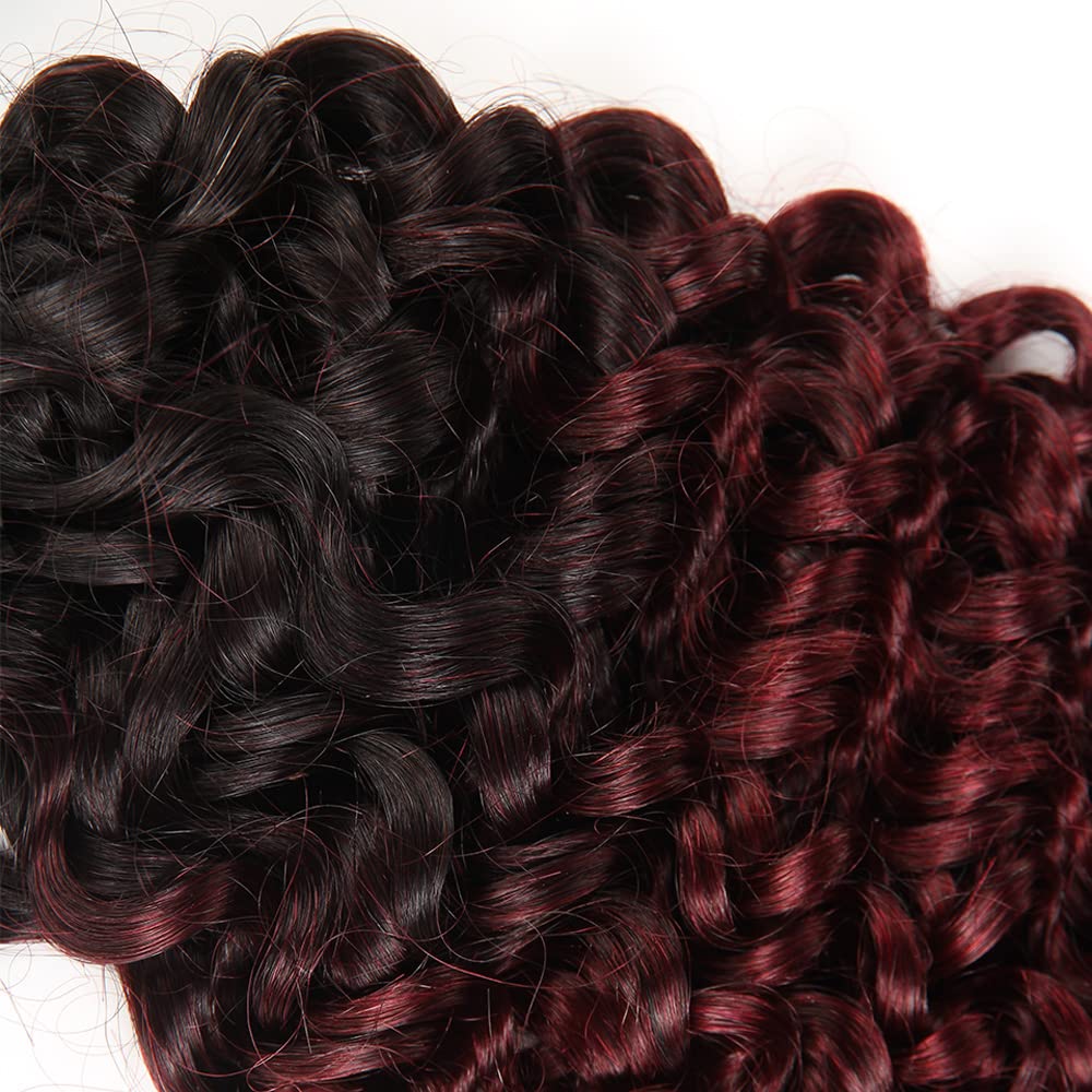 Red Bundles Human Hair Burgundy Kinky Curly Bundles Brazilian Virgin Remy Mixed With 3 Bundles 22 24 26 Inch 1B99J Curly Bundles Hair Extensions for Women 300g
