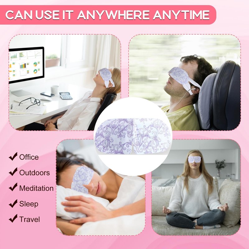 XPCARE 24 Pack Steam Eye Masks for Dry Eyes, SPA Warm Sleep Eye Mask, Disposable Heated Eye Mask for Dark Circles, Puffy Eyes, Relief Stress Eye Fatigue(Rose)