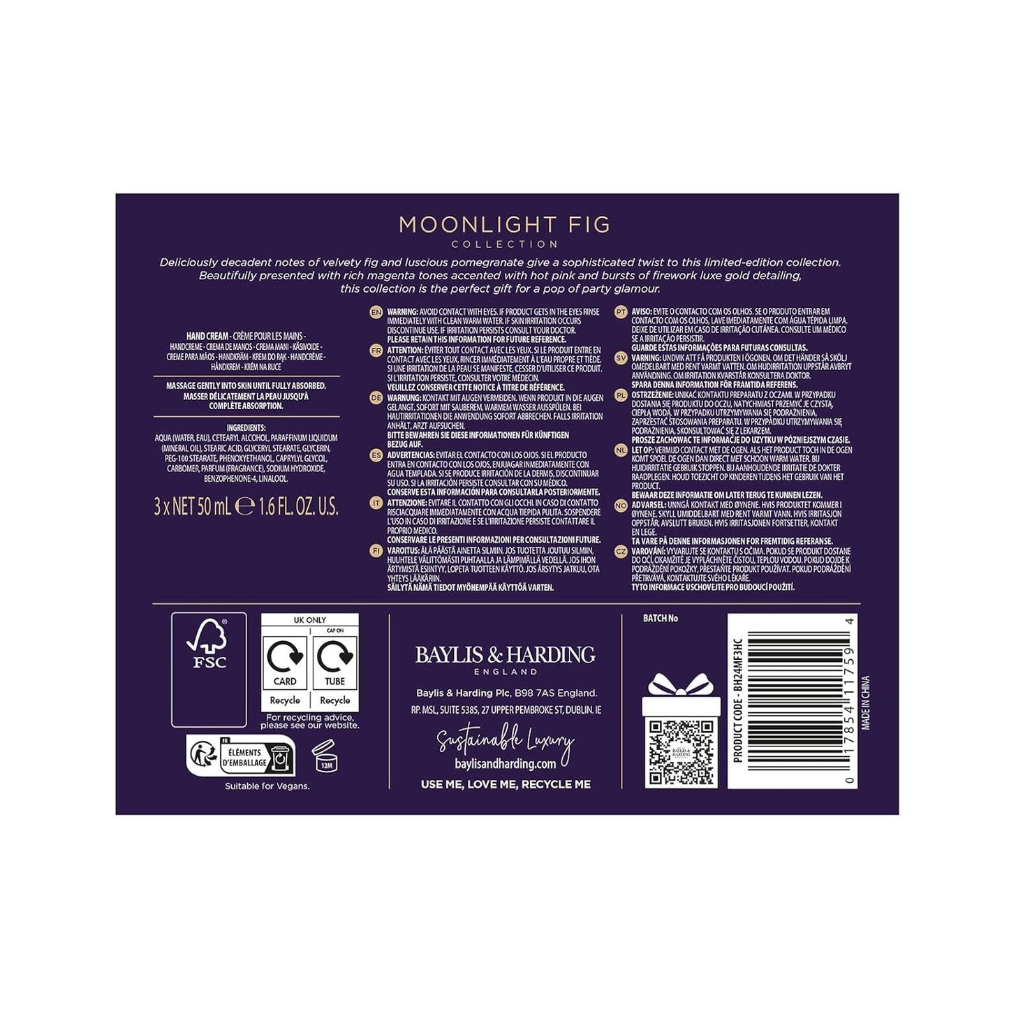 Baylis & Harding Gift Set for Women - Luxury Hand Care Pack | Moonlight Fig - 2 Pack