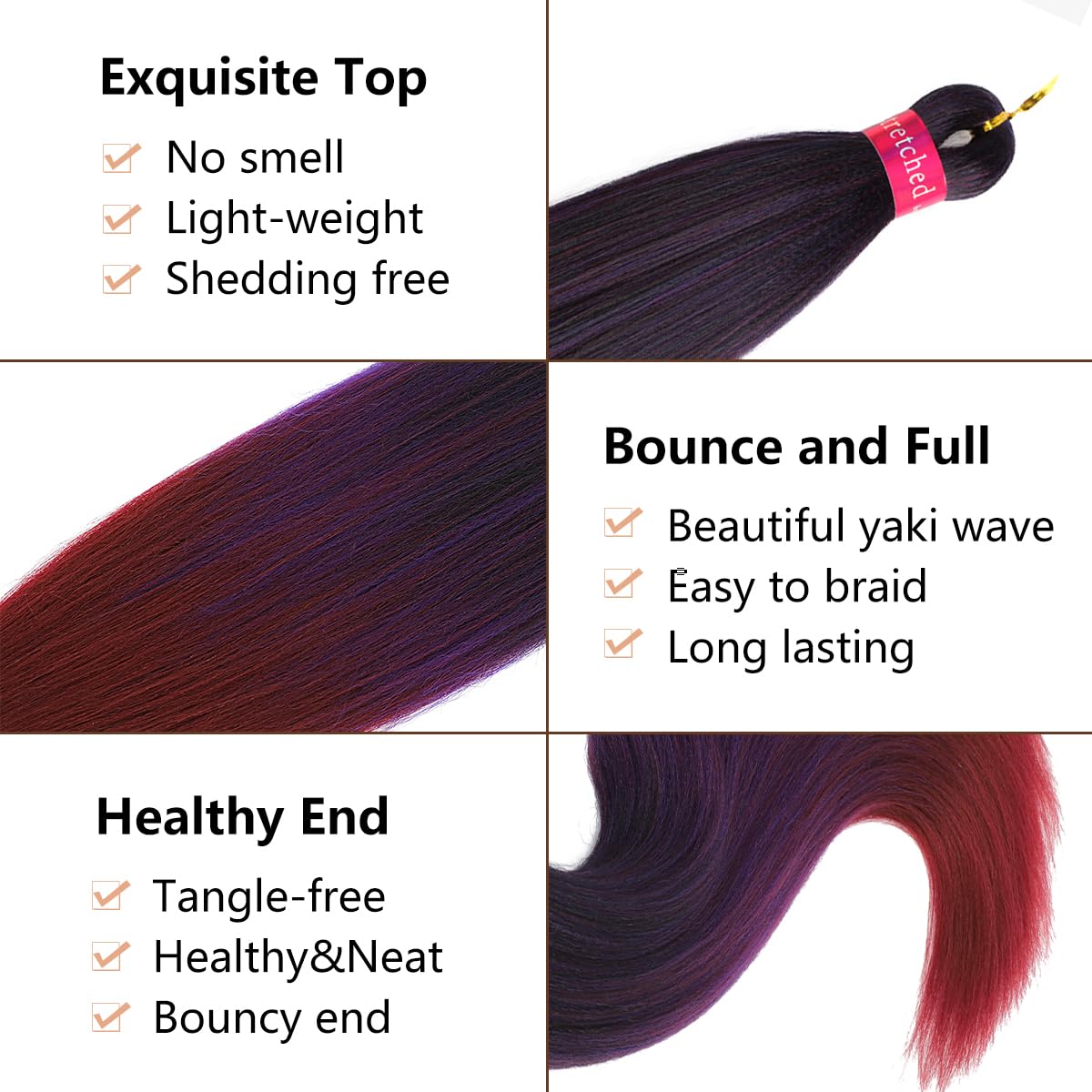 Ombre Pre Stretched Braiding Hair, 28''-3 packs Silky Color Blend Braid Hair Extensions, 100% Synthetic Crochet Hair Braids