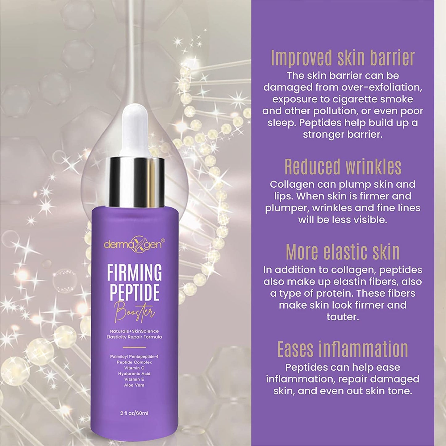 DERMAXGEN - Peptide Complex Serum + MATRIXYL 3000 ORGANIC HYALURONIC - Powerful Triple Combination Serum Anti Aging & Wrinkles - Heals and Repairs Skin Set - 2 FL OZ