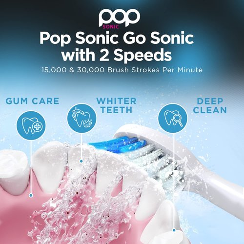 Pop Sonic Electric Toothbrush (Purple Watercolor) - Travel Toothbrushes w/AAA Battery | Kids Electric Toothbrushes with 2 Speed & 15,000-30,000 Strokes/Minute, Dupont Nylon Bristles