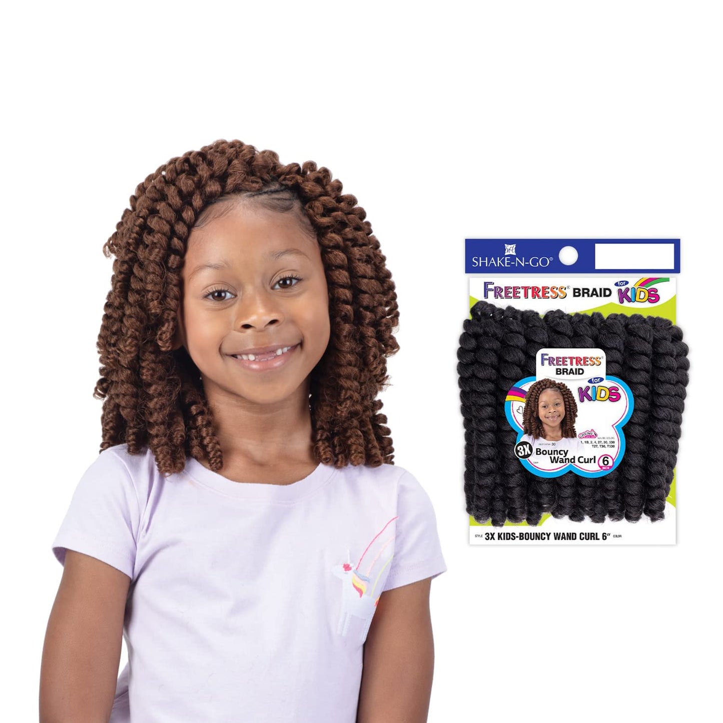 FreeTress Crochet Braids 3X Kids Bouncy Wand Curl 6" (3-PACK, T30)