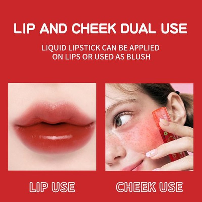 4 Colors Lip Tint Stain Set,Plumping Lip Tint,Watery Lip Stain Moisturizing Mini Liquid Lipstick,Long-Lasting&Non-Stick Cup,Multi-Use Lip and Cheek Tint Stain(Set B)