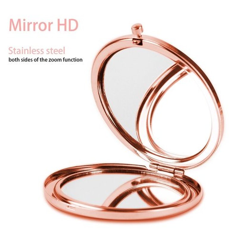 Compact Mirror Rose Gold Makeup Mirror Folding Mini Pocket Mirror Portable Hand Mirror Double-Sided 2 x 1x Magnification for Woman Girls Great Gift (Starry Sky Butterfly)
