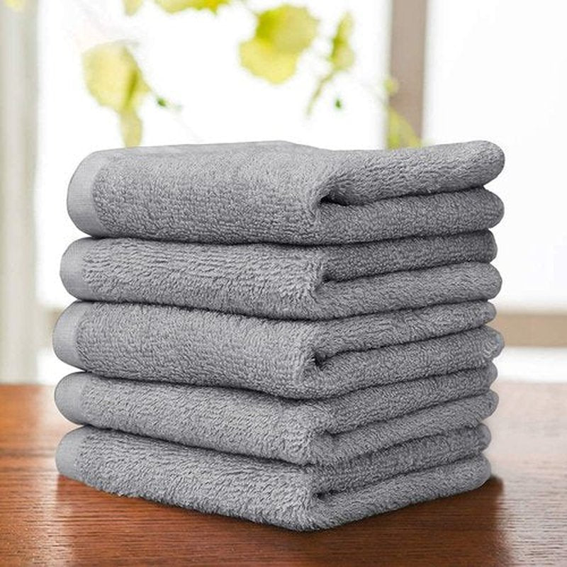Yoofoss Luxury Washcloths Towel Set 10 Pack Baby Wash Cloth for Bathroom-Hotel-Spa-Kitchen Multi-Purpose Fingertip Towels & Face Cloths Light Grey