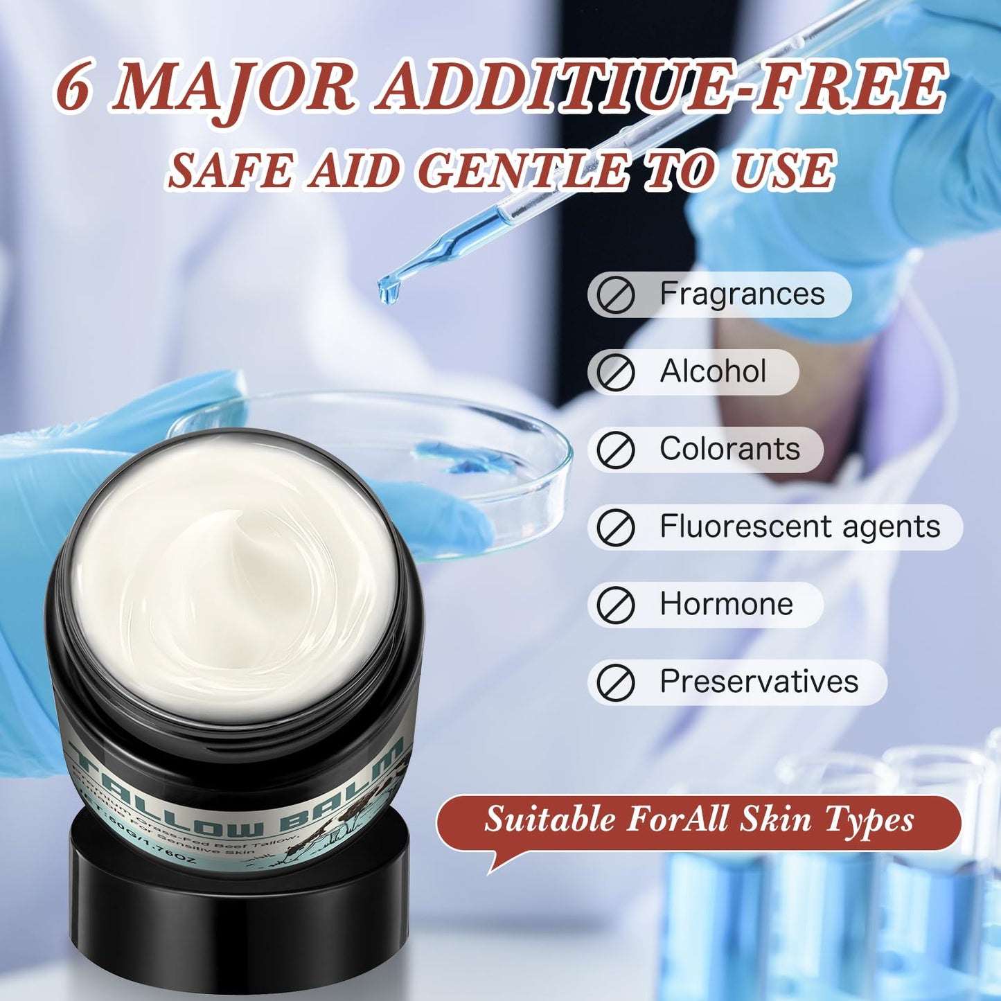 GDBadais Beef Tallow for Skin Grass Fed Tallow and Honey Balm Honey Balm Grass Fed Tallow Face Moisturizer for Sensitive Skin Anti-Aging & Dry Skin - Ancestral Skincare (50g)