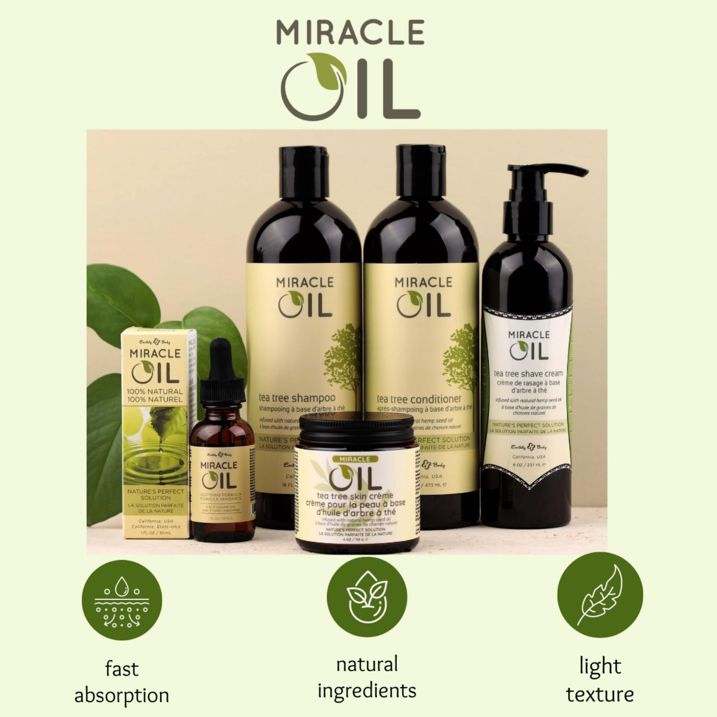 Earthly Body Miracle Oil Tea Tree Conditioner, 16 oz. - Detangles, Tames Frizz & Nourishes Roots - Tea Tree, Hemp Seed, Argan & Eucalyptus Oils - 100% Vegan, Cruelty Free