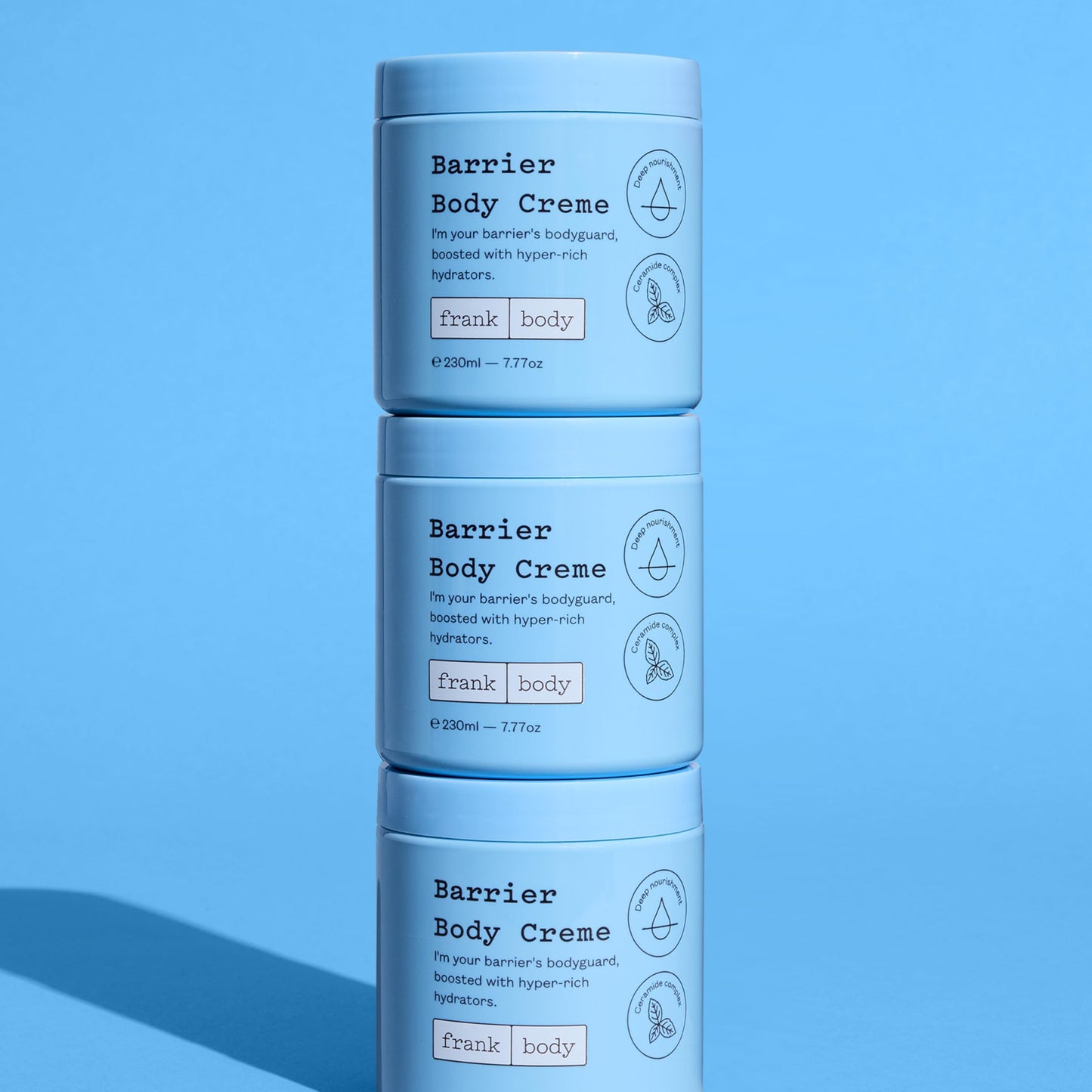 frank body Barrier Body Cream | Deep Hydration for Dry, Itchy, Reactive Skin with Ceramides, Panthenol & Niacinamide | Vegan, Cruelty Free | Peach Scent | 7.77 oz / 230 ml