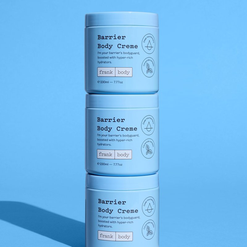 frank body Barrier Body Cream | Deep Hydration for Dry, Itchy, Reactive Skin with Ceramides, Panthenol & Niacinamide | Vegan, Cruelty Free | Peach Scent | 7.77 oz / 230 ml